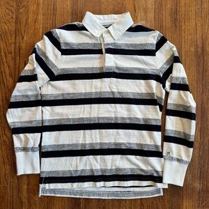 Todd Snyder Champion Navy Gray and White Striped Rugby Size Small
